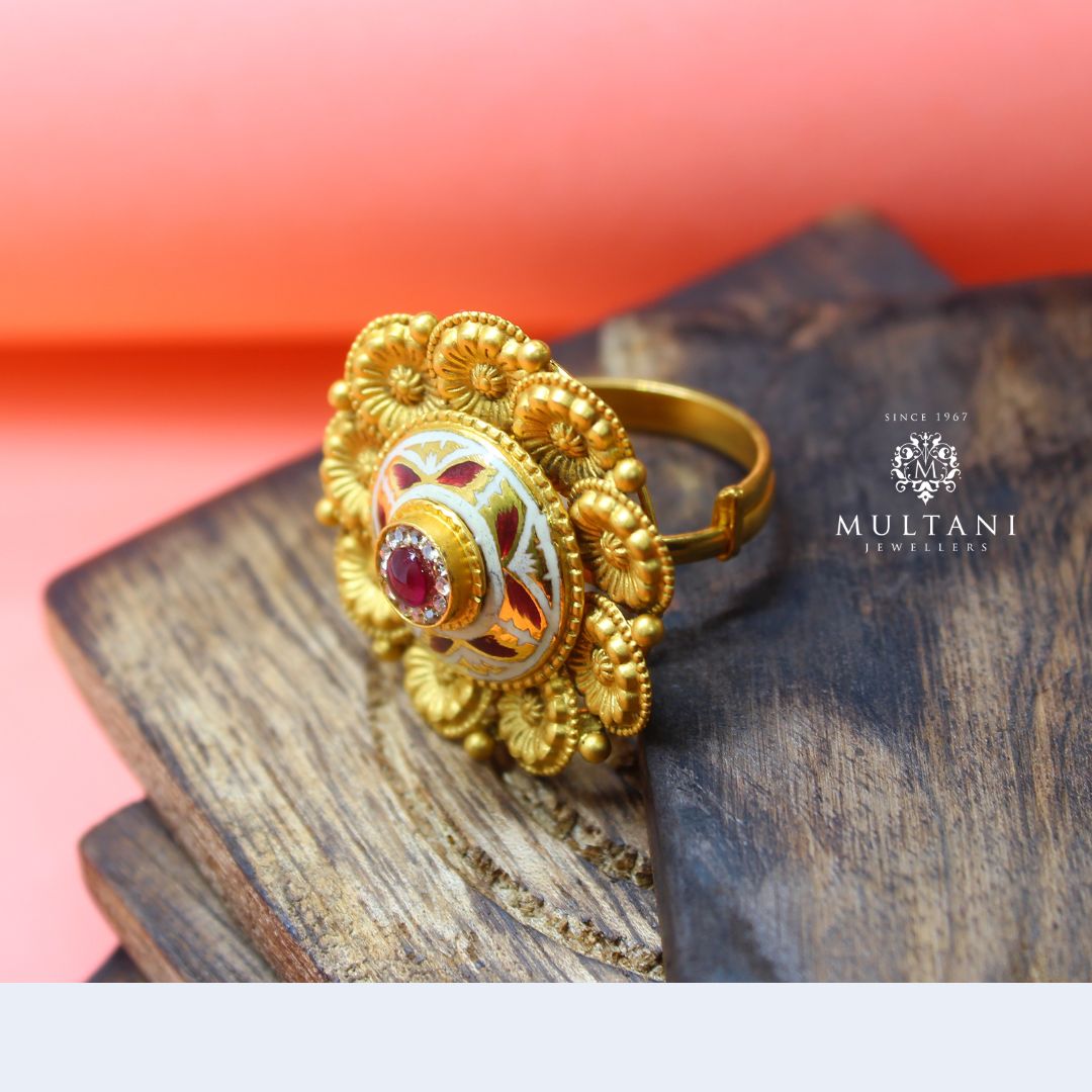 Statement Kundan Gold Polish Silver Ring – aham jewellery | handcrafted  silver jewellery