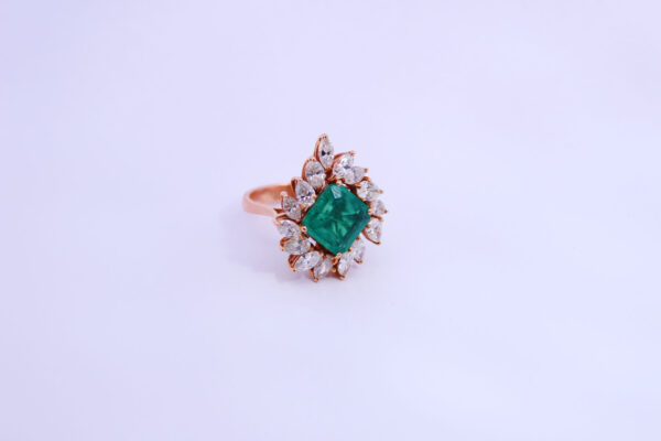 Diamond Ring with Stunning Green Stone