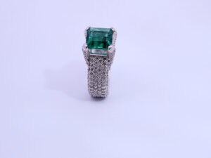 diamond ring green stone
