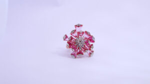 Pink Floral Diamond Ring - Image 3