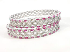 Pink stone diamond bangle