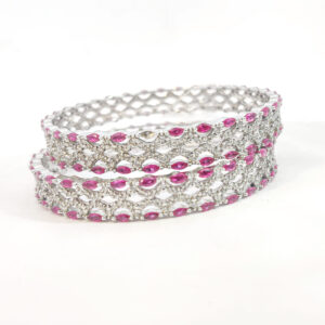 Pink stone diamond bangle