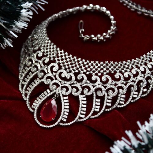 red stone diamond necklace