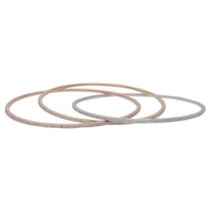 Diamond 3-Piece Bangle Set in 14k Tri-Color Gold