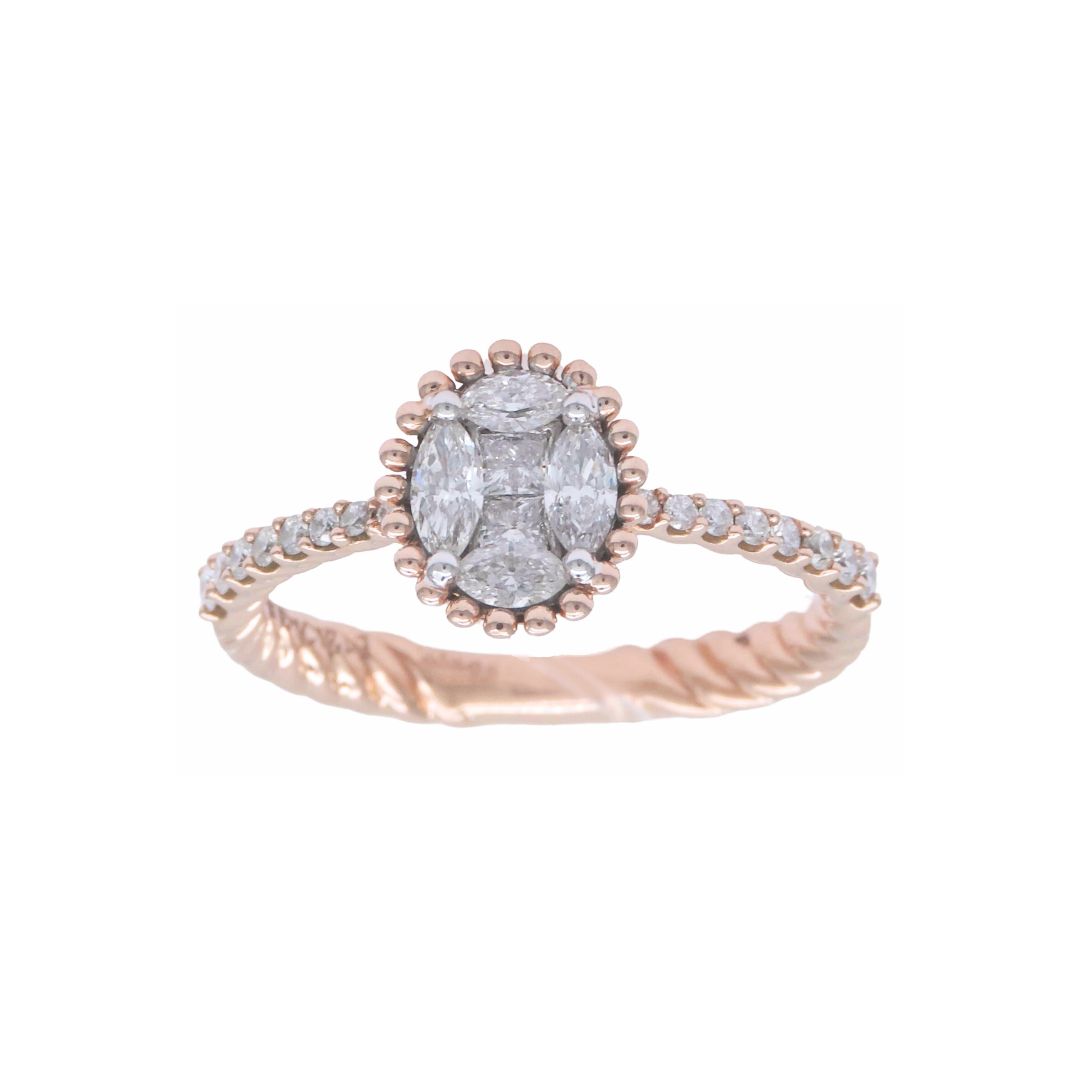 Oval Cut Halo Diamond 14K Rose Gold Ring