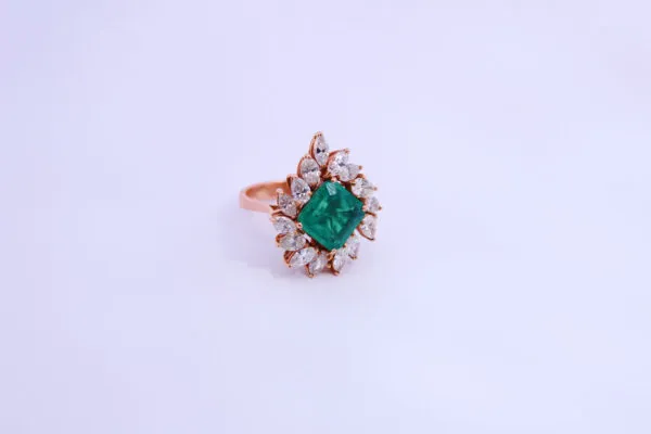 Diamond Ring with Stunning Green Stone