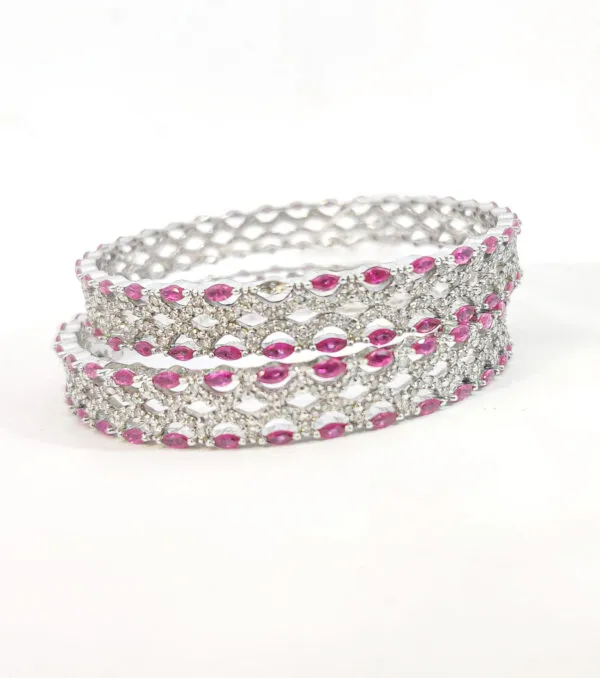 Pink stone diamond bangle