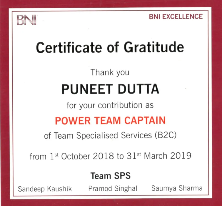 Certificate of gratitude